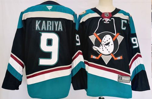 Anaheim Ducks 9 Paul Kariya Ice Hockey Jersey Black