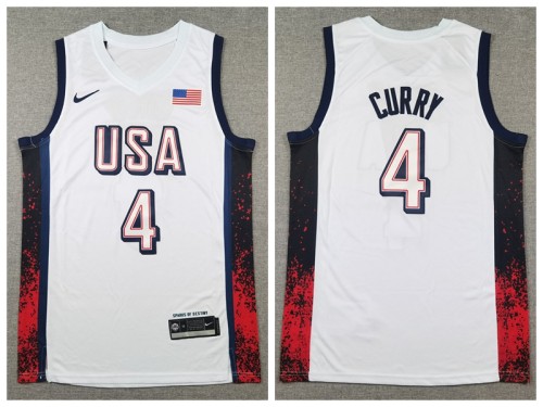 USA 4 Steph Curry Basketball Jersey White