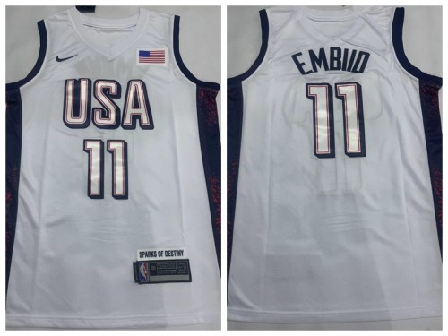 USA 11 Joel Embiid Basketball Jersey White