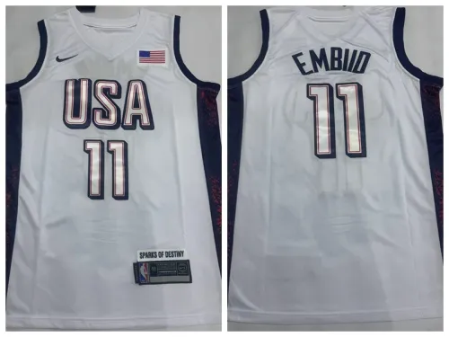 USA 11 Joel Embiid Basketball Jersey White