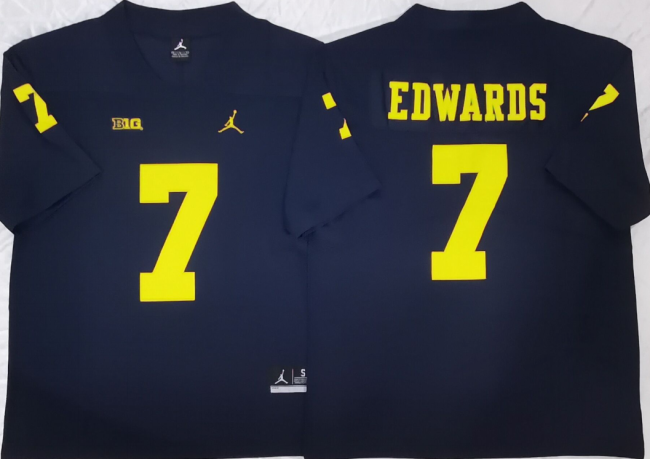 Michigan Wolverines 7 Donovan Edwards  College Football Jersey Navy Blue