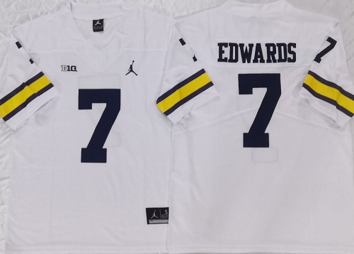 Michigan Wolverines 7 Donovan Edwards  College Football Jersey White