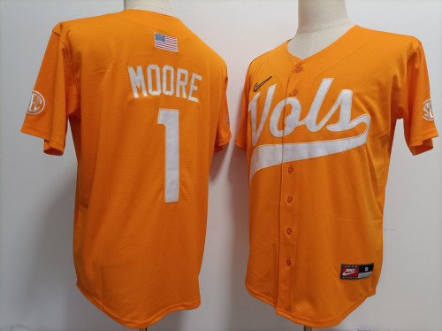 Tennessee Volunteers 1 Christian Moore Coolege Baseball Jersey Orange