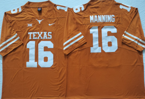 Texas Longhorns 16 Arch Manning College Football Jersey Yellow