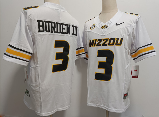 Missouri Tigers 3 Luther Burden III College Football Jersey White