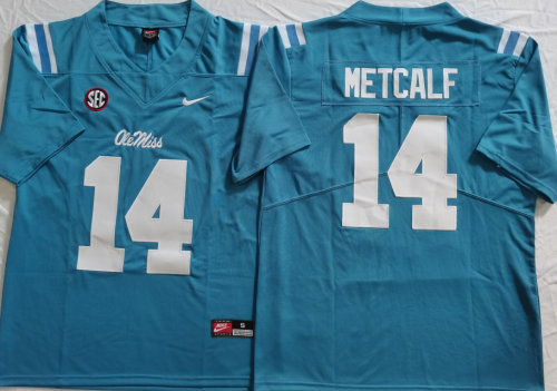 Ole Miss Rebels 14 D.K. Metcalf College Football Jersey Blue