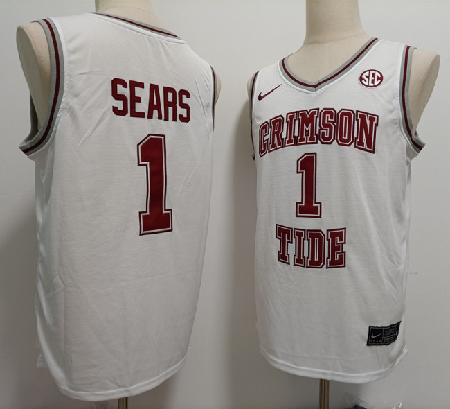 Alabama Crimson Tide1 Mark Sears College Basketball Jersey White
