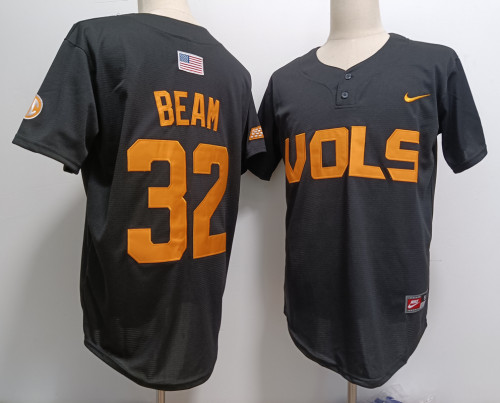 Tennessee Volunteers 32 Drew Beam Coolege Baseball Jersey Black