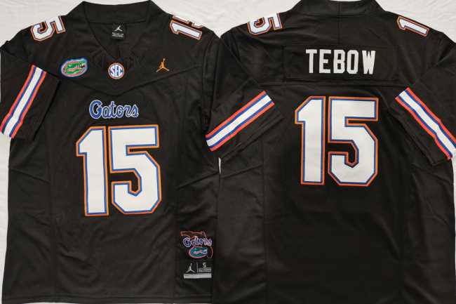 Jordan Florida Gators 15 Tim Tebow College Football Jersey Black