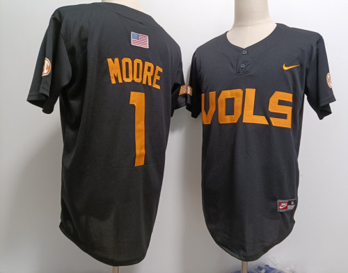 Tennessee Volunteers 1 Christian Moore Coolege Baseball Jersey Black