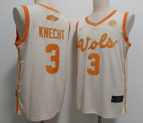 Tennesse Volunteers 3 Dalton Knecht College Basketball Jersey White