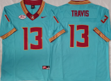 Florida State Seminoles 13 Jordan Travis College Football Jersey  Baby Blue