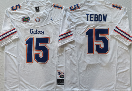 Jordan Florida Gators 15 Tim Tebow College Football Jersey White