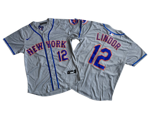 New York Mets 12 Francisco Lindor Nike Gray Away Limited Player Jersey