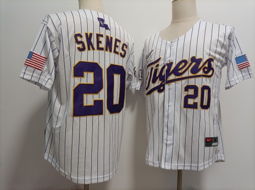 LSU Tigers 20 Paul Skenes College Baseball Jersey White