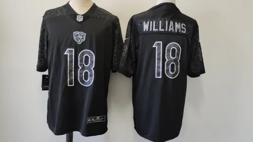 Chicago Bears 18 Caleb Williams Football Jersey Legendary Black Reflector
