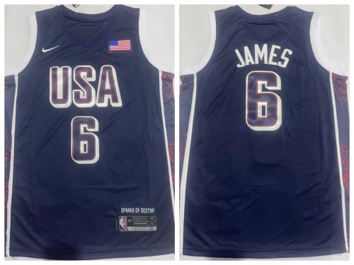 USA 6 LeBron James Basketball Jersey Blue