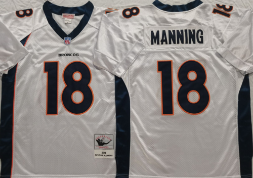 Denver Broncos 18 Peyton Manning Football Jersey White Retro