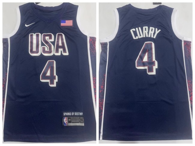 USA 4 Steph Curry Basketball Jersey Blue