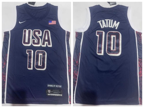 USA 10 Jayson Tatum Basketball Jersey Blue