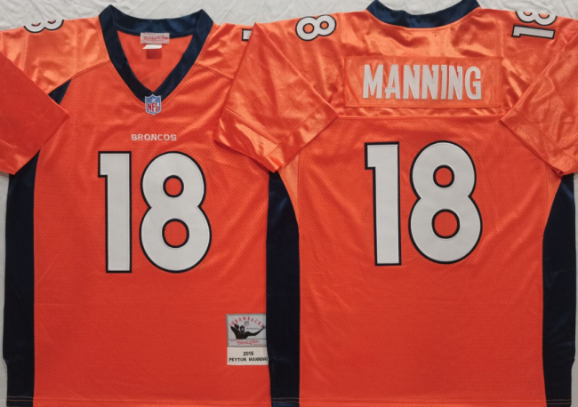 Denver Broncos 18 Peyton Manning Football Jersey Orange Retro