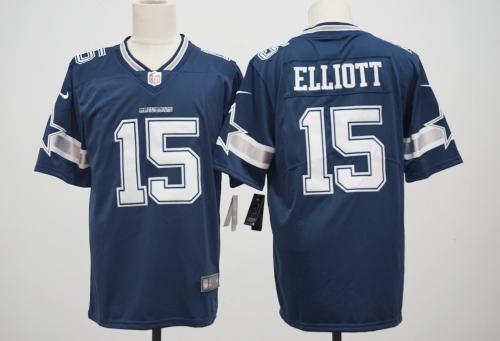 Dallas Cowboys 15 Ezekiel Elliott Football Jersey Navy Blue