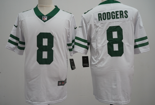 New York Jets 8 Aaron Rodgers Football Jersey Legend White Retro
