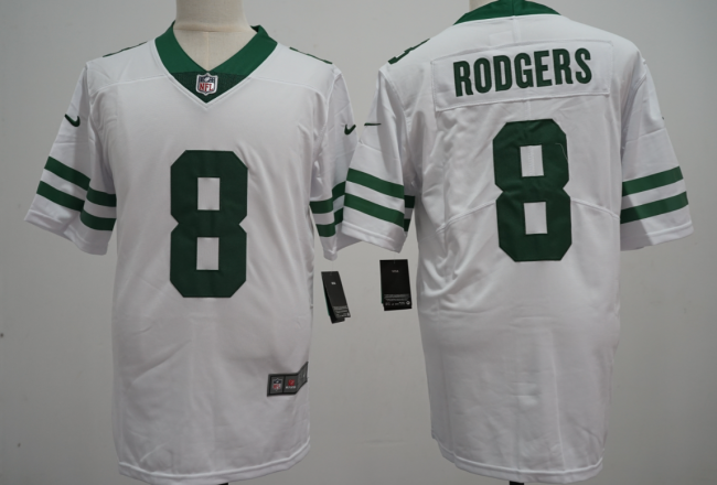 New York Jets 8 Aaron Rodgers Football Jersey Legend White Retro