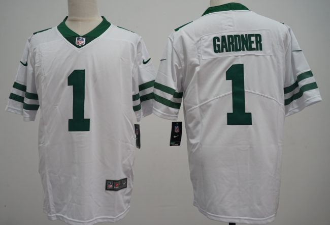 New York Jets 1 Sauce Gardner Football Jersey Legend White Retro