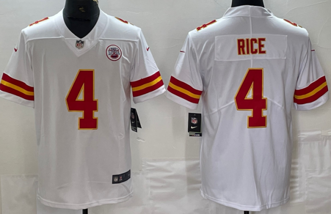 Kansas City Chiefs 4 Rashee Rice Football Jersey Legend White