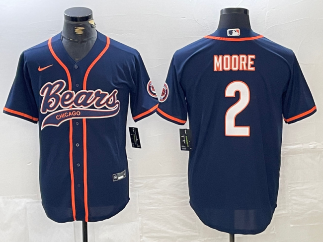 Chicago Bears 2 D.J. Moore MLB Jersey Legend Navy Blue