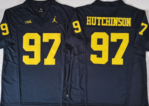 Michigan Wolverines 97 Aidan Hutchinson College Football Jersey Navy Blue