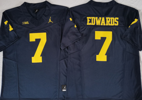 Michigan Wolverines 7 Donovan Edwards  College Football Jersey Navy Blue