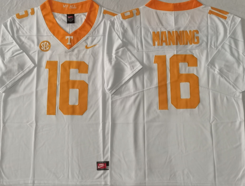 Tennessee Volunteers 16 Peyton Manning Limited Coolege Football Jersey White