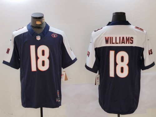 Chicago Bears 18 Caleb Williams Football Jersey Legendary Navy Blue Gratitude Three Generations