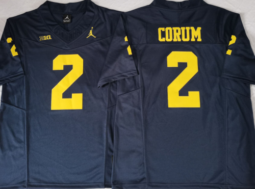 Michigan Wolverines 2 Blake Corum College Football Jersey Navy Blue