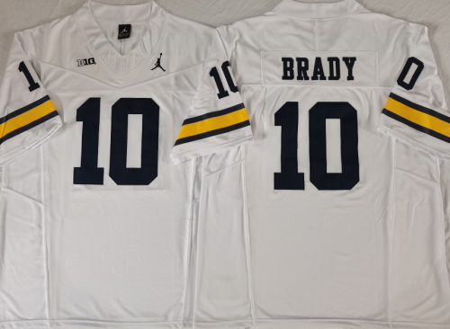 Michigan Wolverines 10 Tom Brady College Football Jersey White