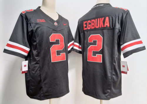 Ohio State 2 Emeka Egbuka College Football Jersey Black Three Dynasties