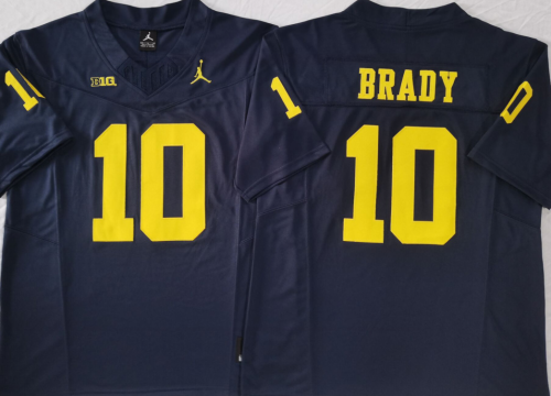 Michigan Wolverines 10 Tom Brady College Football Jersey Navy Blue