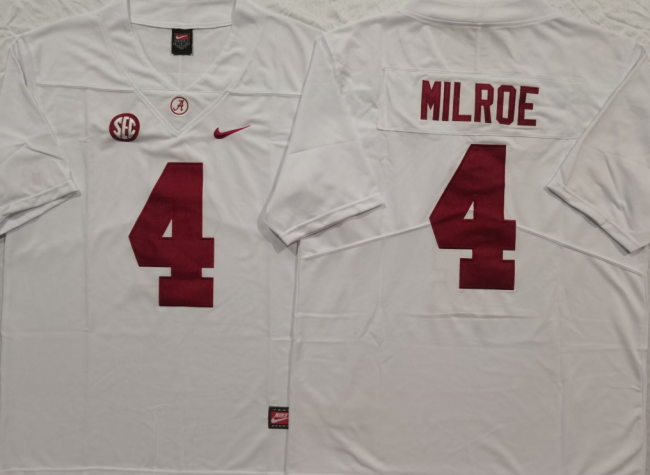 Alabama Crimson Tide 4 Jalen Milroe Limited College Football Jersey White