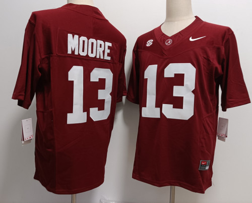 Alabama Crimson Tide 13 Malachi Moore College Football Jersey Red Three Dynasties