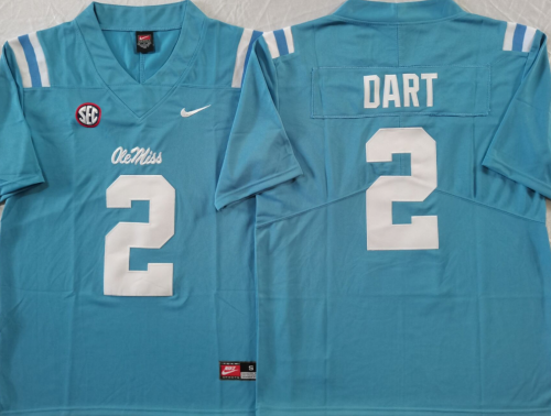 Ole Miss Rebels 2 Jaxson Dart College Football Jersey Blue