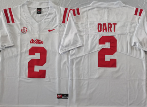 Ole Miss Rebels 2 Jaxson Dart College Football Jersey White