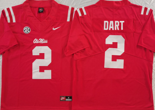 Ole Miss Rebels 2 Jaxson Dart College Football Jersey Red