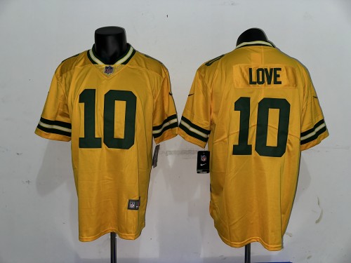 Green Bay Packers 10 Jordan Love Football Jersey Legend  Yellow