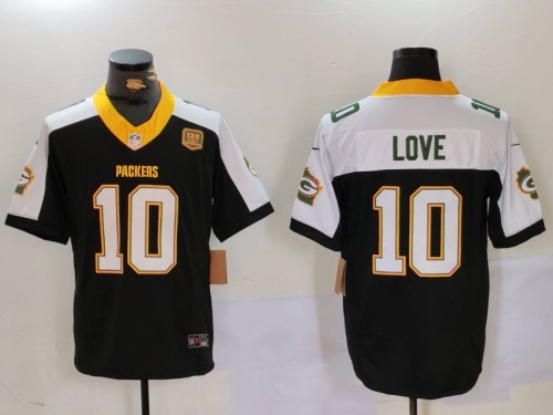 Green Bay Packers 10 Jordan Love Football Jersey Legend  Black Three Dynasties