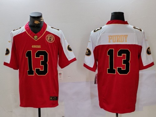 San Francisco 49ers 13 Brock Purdy Football Jersey Red Grateful Gold
