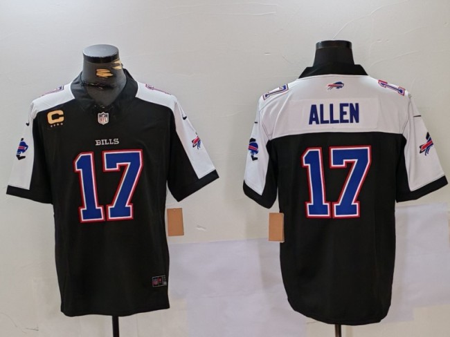 Copy Buffalo Bills 17 Josh Allen Football Jersey Black Three Dynasties