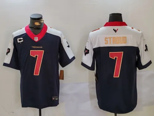 Houston Texans 7 C.J. Stroud Football Jersey Legend  Navy Blue Three generations