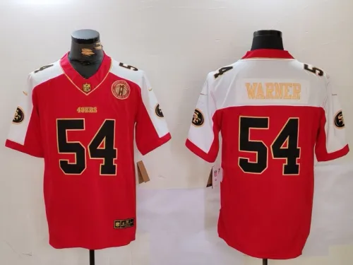 San Francisco 49ers 54 Fred Warner Football Jersey Red Grateful Gold